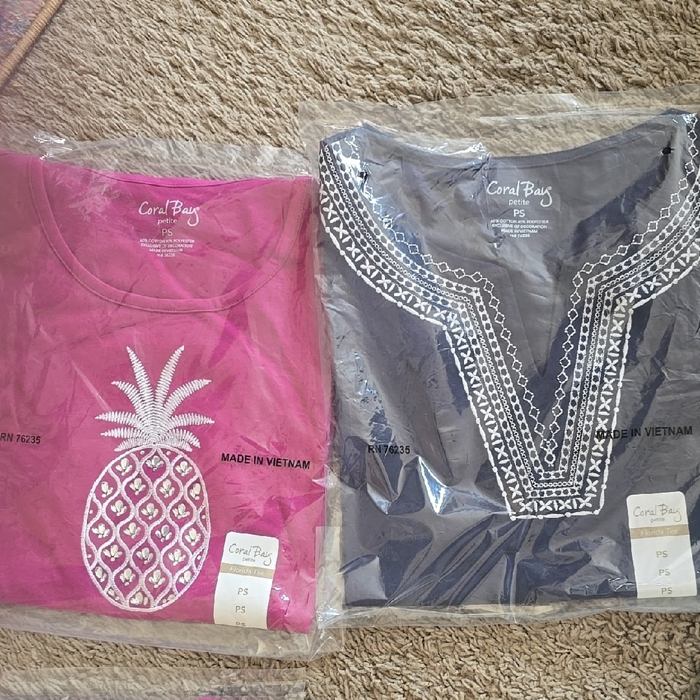 Beachy Women's Tops- Petite Small- bundle of 2- Coral Bay